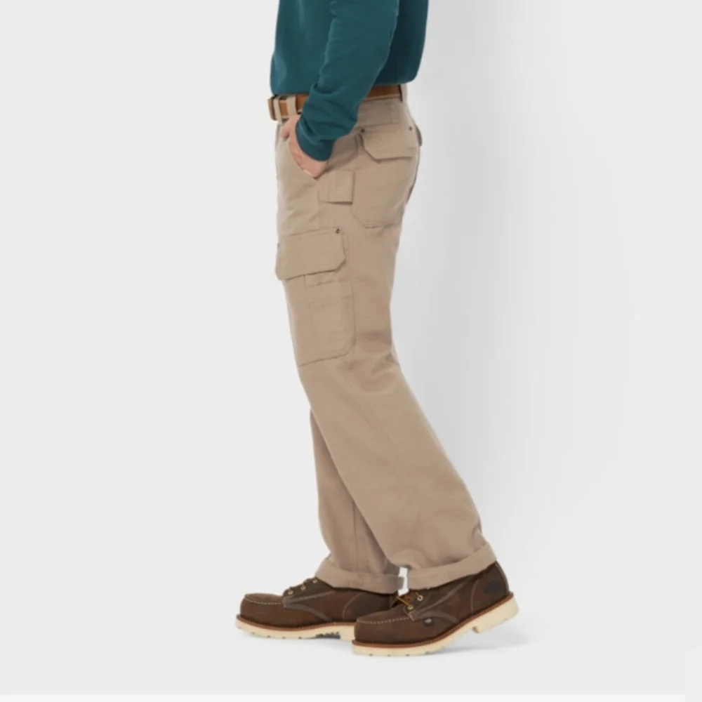Duluth Dessert Khaki Tan Fire Hose Relaxed Fit Cotton Cargo Pants Men's 36x34